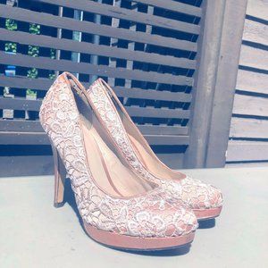 Gold Lace Heels